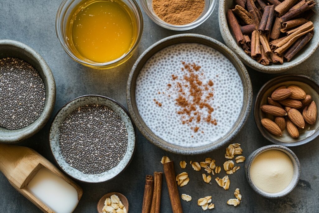 Preparing Ayurvedic chia pudding ingredients