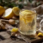 Natural Mounjaro Recipe in a clear mug with ginger and lemon