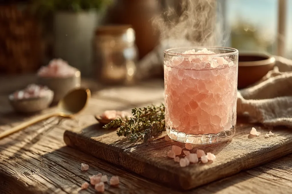 pink salt recipe for weight loss in a glass of warm water