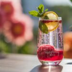 Raspberry sorbet mocktail with lemon and mint
