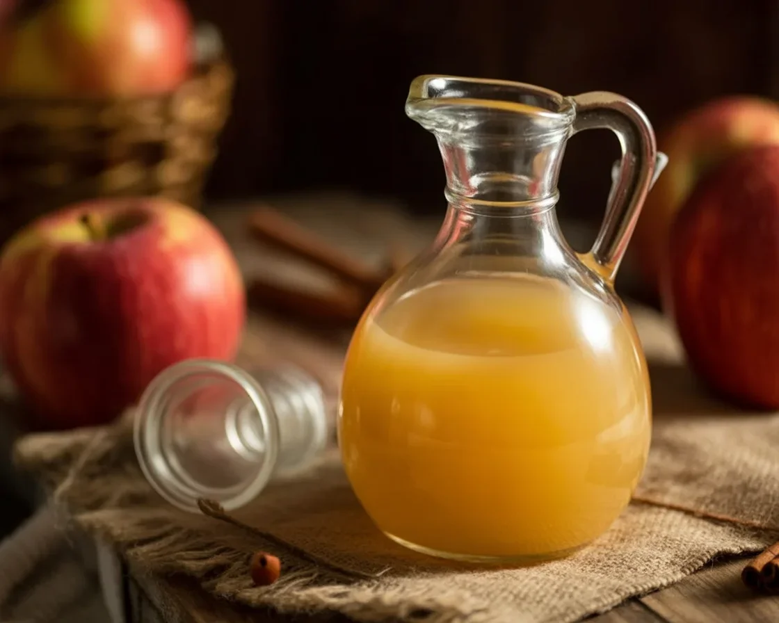 Apple Cider Honey Tonic drink recipe, lemon, honey, and turmeric.
