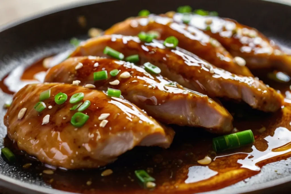 Dump and Go Crockpot Dinners — soy honey garlic chicken topped with sesame and scallions