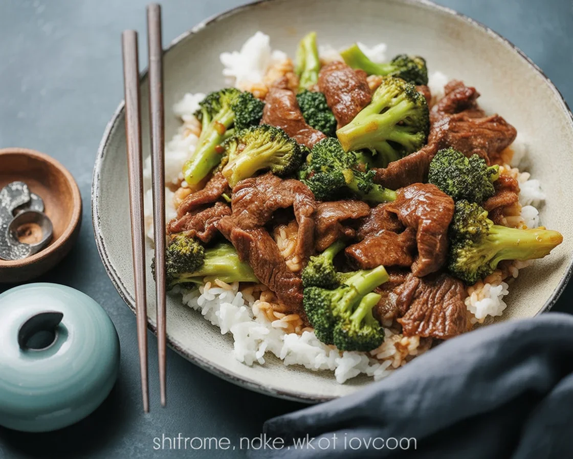 Delicious Chinese Beef and Broccoli in rich brown sauce with tender beef and fresh broccoli.