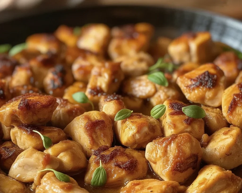 Butter Chicken Skillet Recipe with garlic-honey sauce and seared chicken