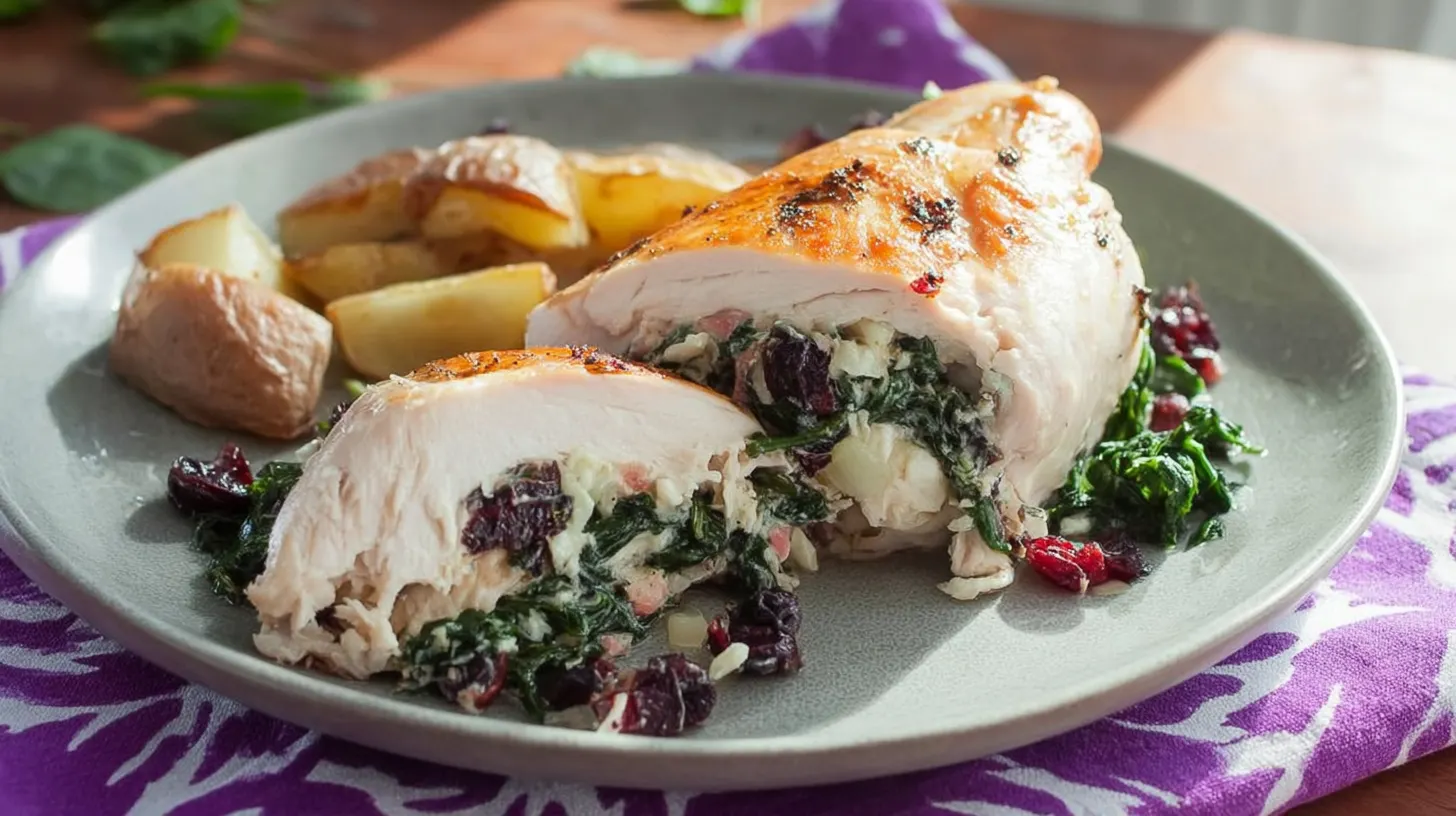Spinach & Cranberry Stuffed Chicken Breasts