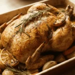 Lemon Herb Baked Chicken served on a plate with side vegetables