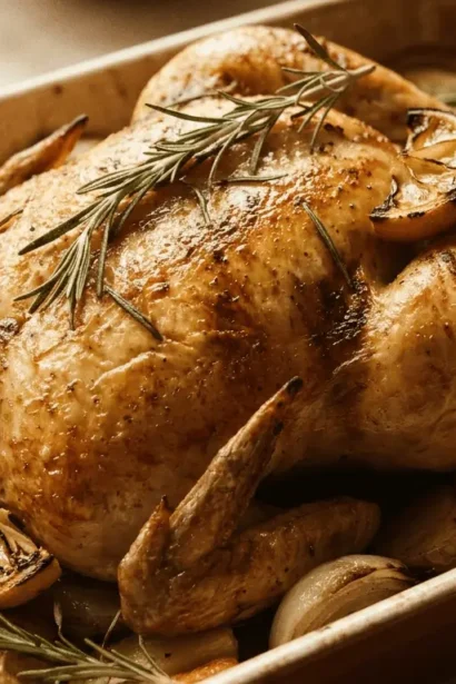 Lemon Herb Baked Chicken served on a plate with side vegetables