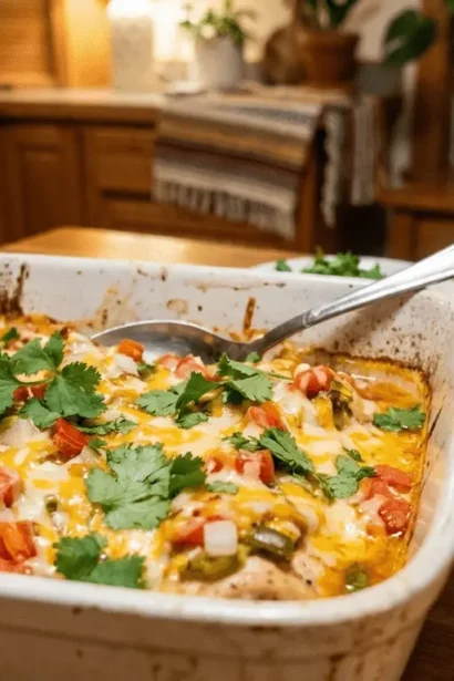 Delicious Salsa Fresca Chicken Bake served on a plate with fresh vegetables.